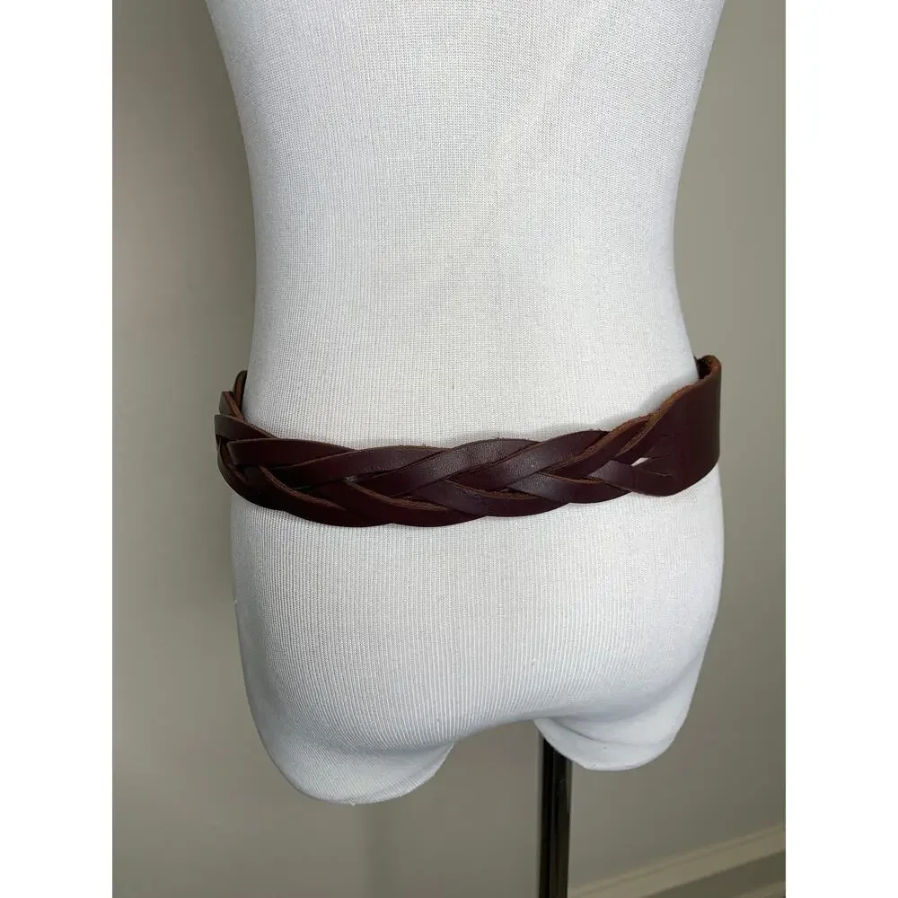 Vintage GAP Leather Braided Sz Small Medium Brown Belt